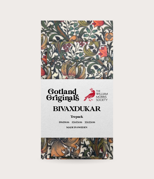 William Morris bivaxduk i trepack, mönster Golden Lily