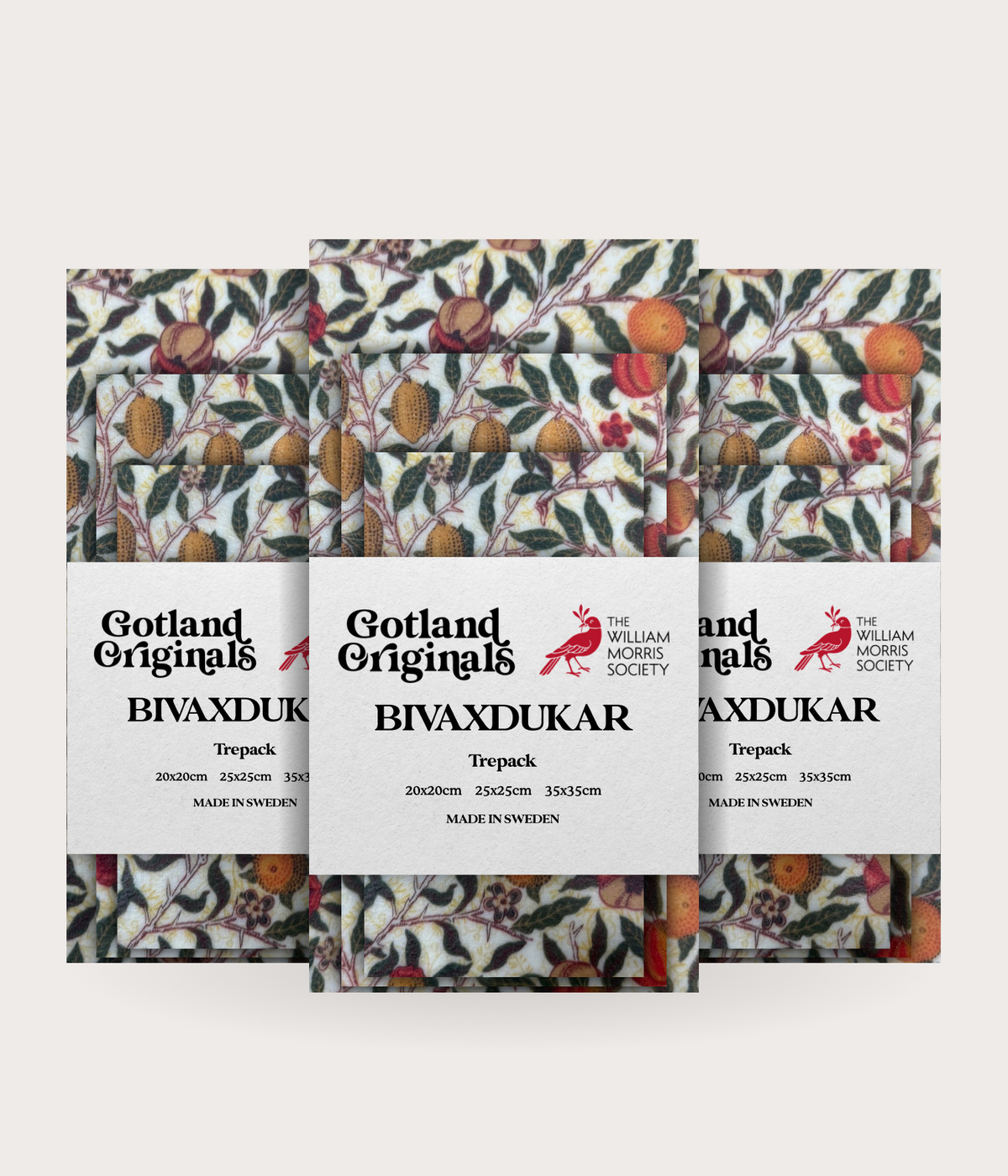 William Morris Bivaxduk med Frukt, blad och citroner