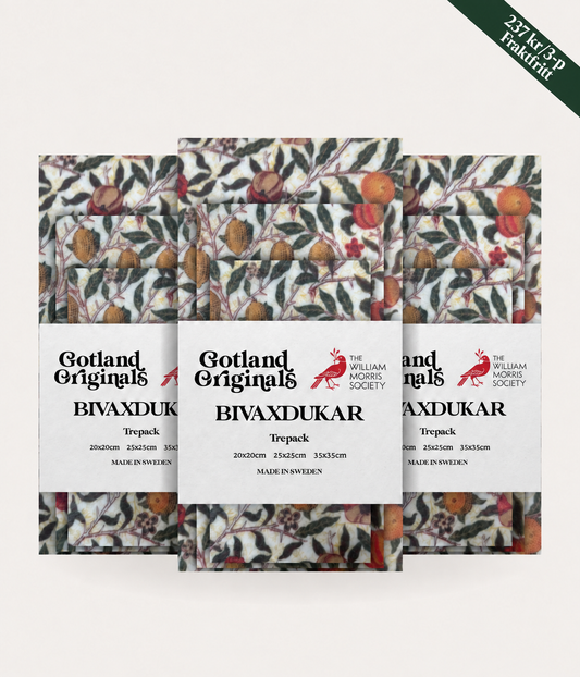 Bivaxduk William Morris Fruit White 3-pack