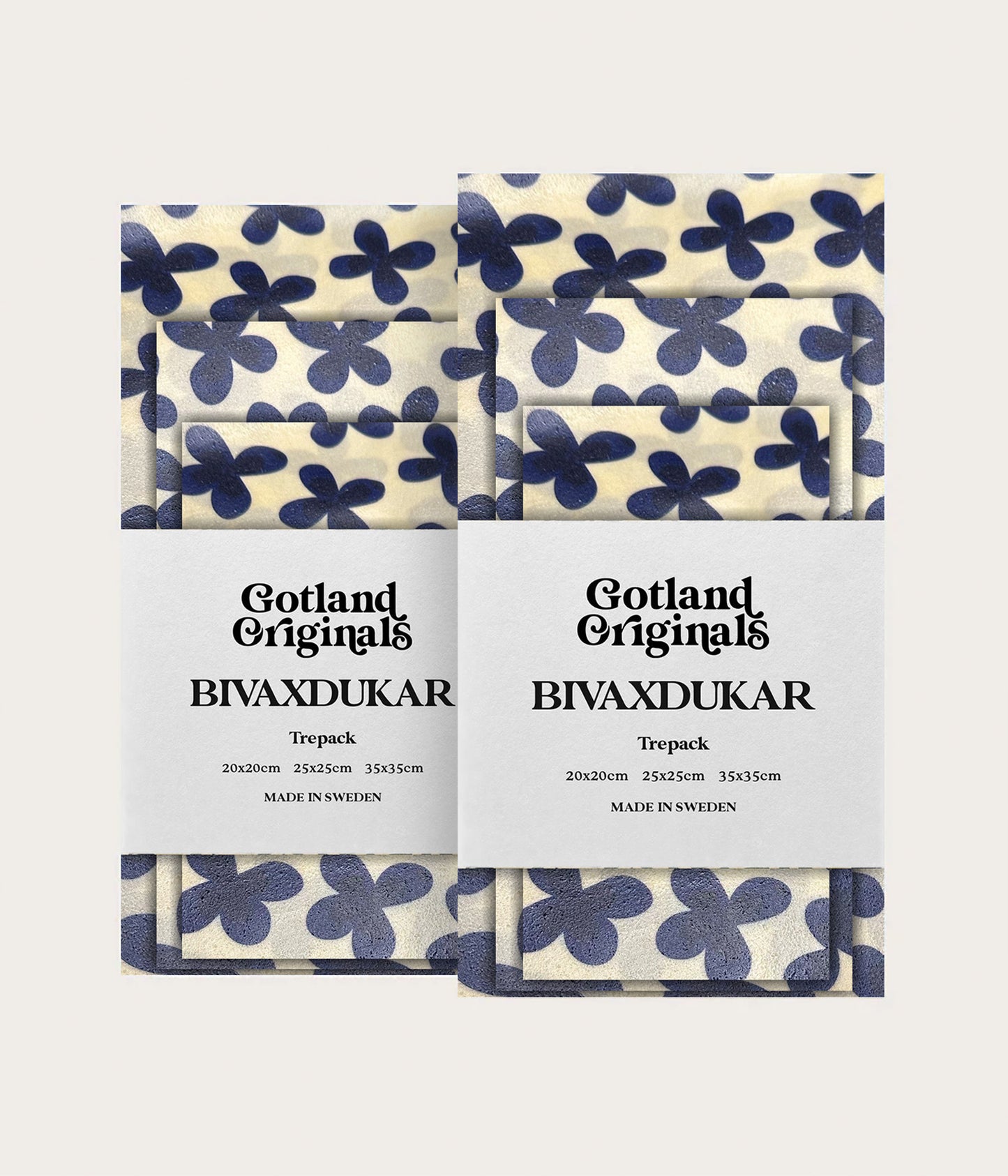 Bivaxduk Alva 6-pack med blå blommor