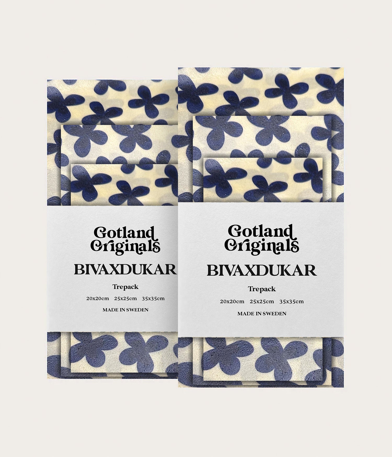 Bivaxduk Alva 6-pack med blå blommor