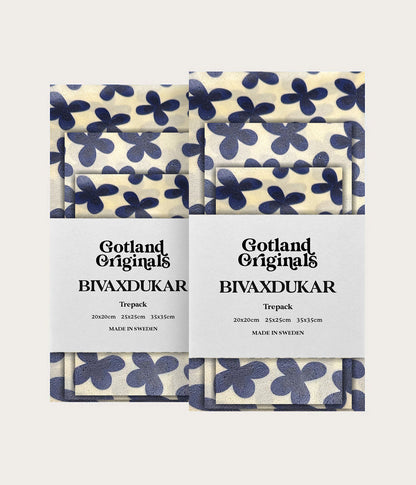 Bivaxduk Alva 6-pack med blå blommor