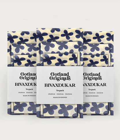 Bivaxduk Alva 9-pack med blå blommor