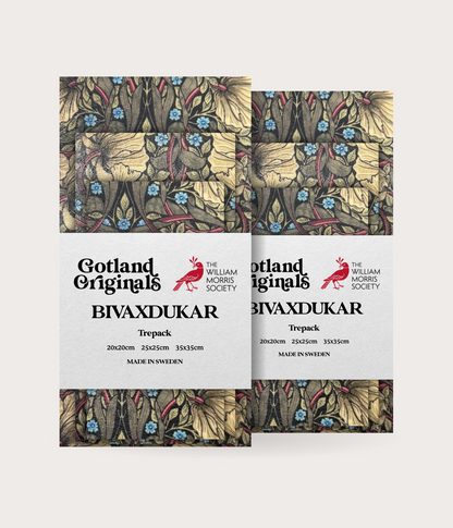 William Morris Bivaxduk med olika blommor